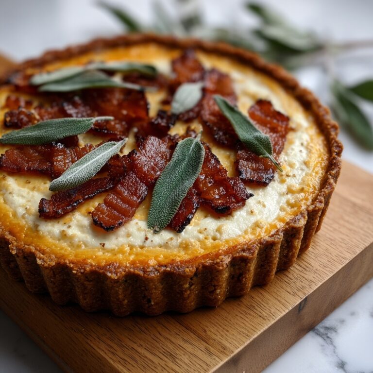 Pumpkin, Ricotta & Caramelized Onion Tart with Bacon and Sage Recipe