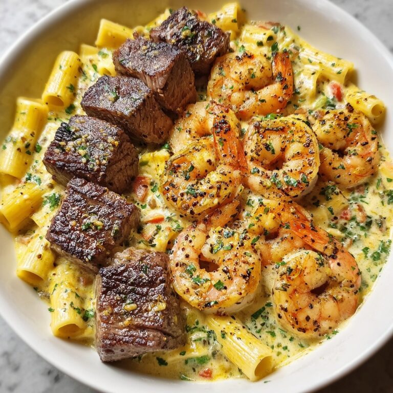 Blackened Steak Shrimp Alfredo Recipe