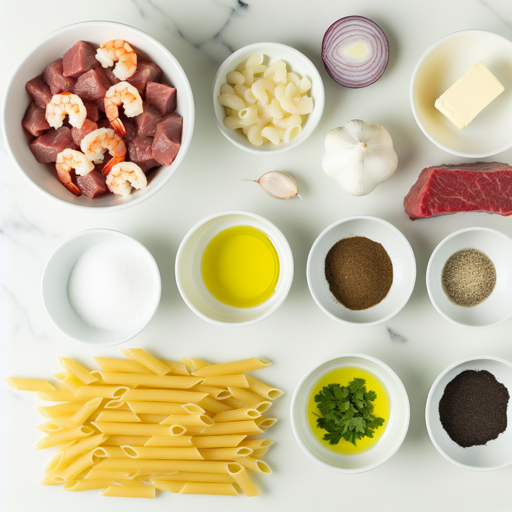 Blackened Steak Shrimp Alfredo Recipe - Recipe Image