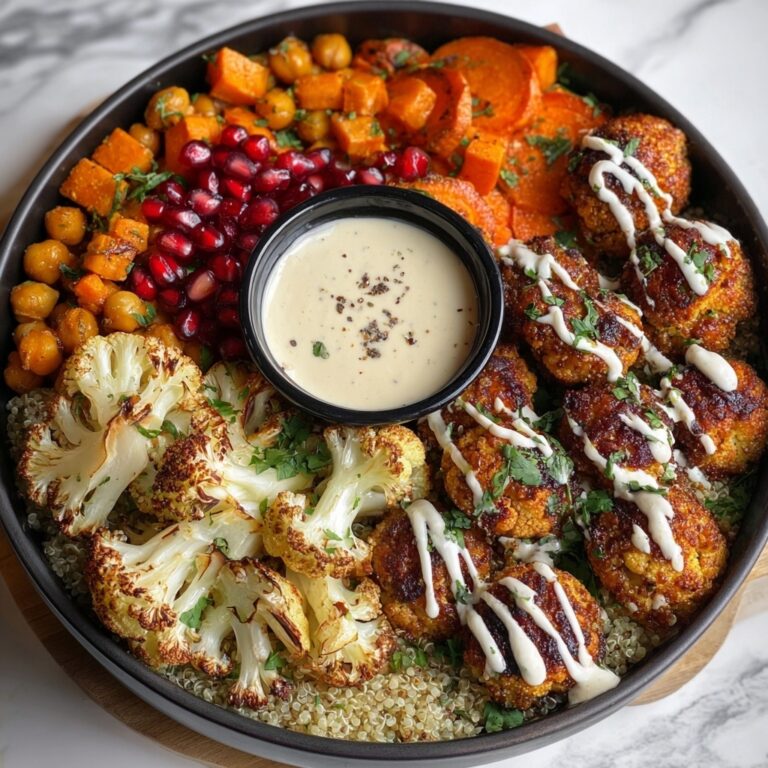 Golden Roasted Vegetable & Chickpea Harmony Bowl with Creamy Tahini Drizzle Recipe