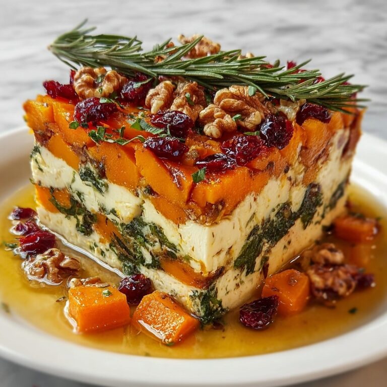 Layered Sweet Potato Lasagna with Feta, Walnuts, and Cranberry Balsamic Glaze Recipe
