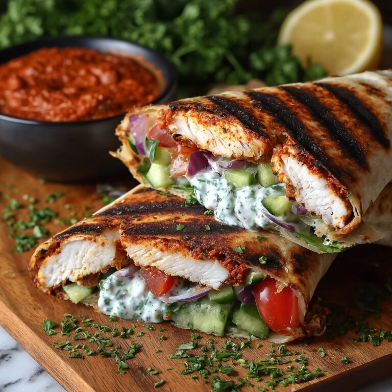 Greek Chicken Wraps with Roasted Red Pepper Sauce Recipe
