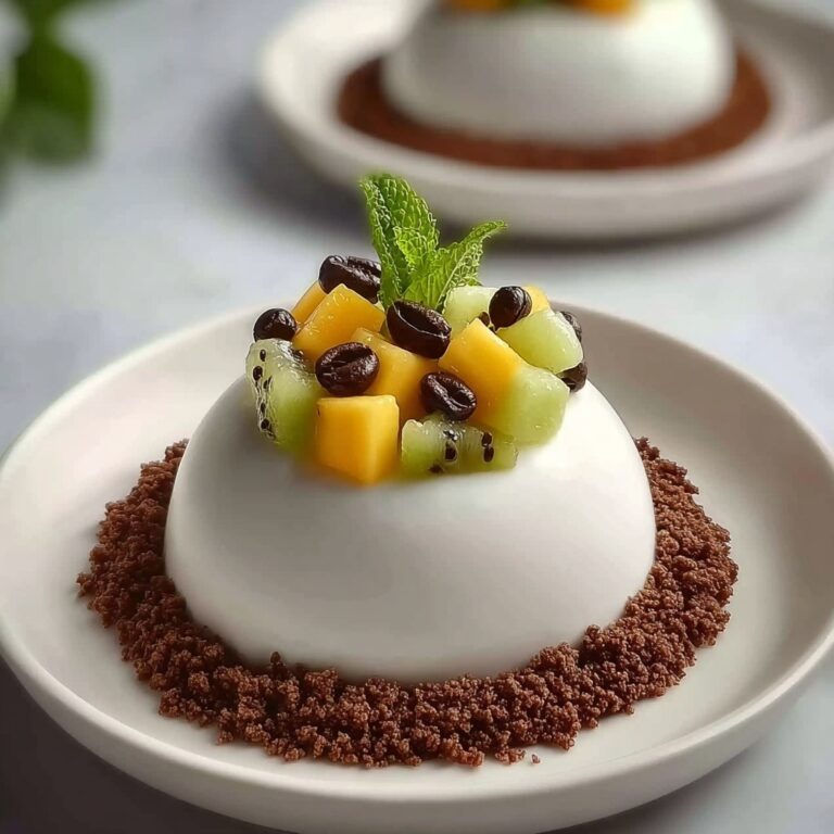 Coconut Panna Cotta with Mango, Kiwi, and Chocolate Crumble Recipe