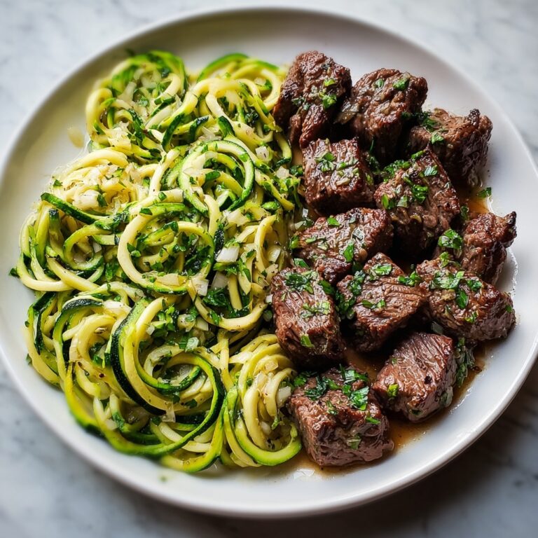 Keto Garlic Butter Steak Bites with Zucchini Noodles Recipe