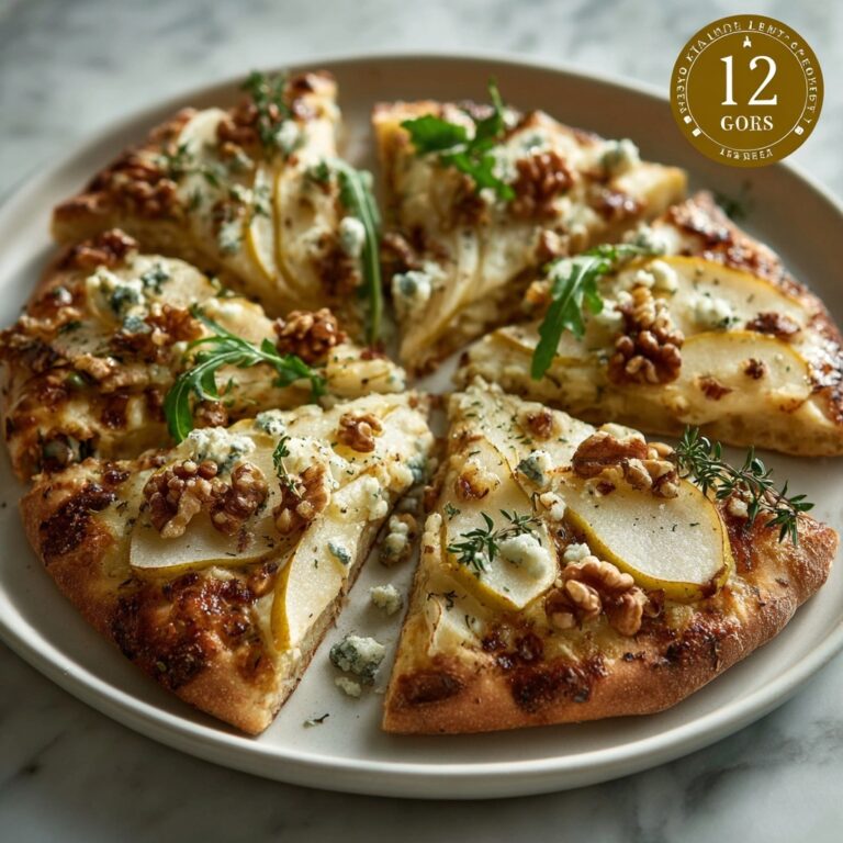 Pear, Gorgonzola, and Pickled Walnut Pizzettes Recipe