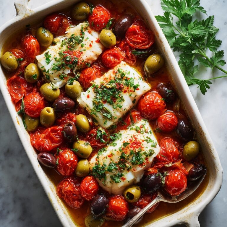 Baked Cod with Tomatoes, Olives & Capers (Mediterranean & Heart-Healthy) Recipe