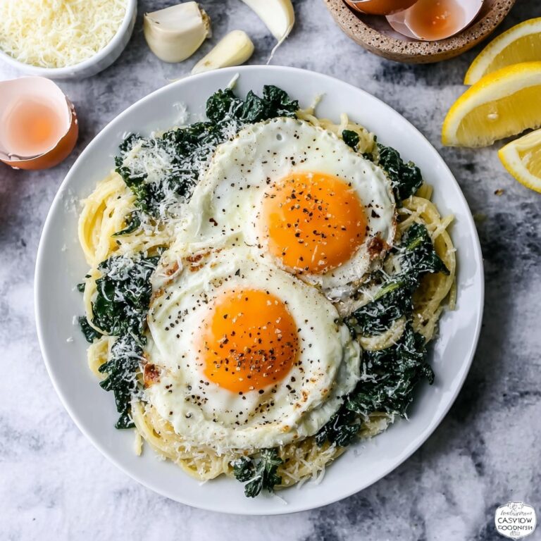 Lemon Kale Pasta with Fried Eggs Recipe