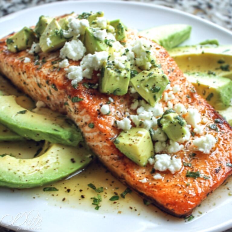 Baked Salmon with Avocado & Feta Recipe