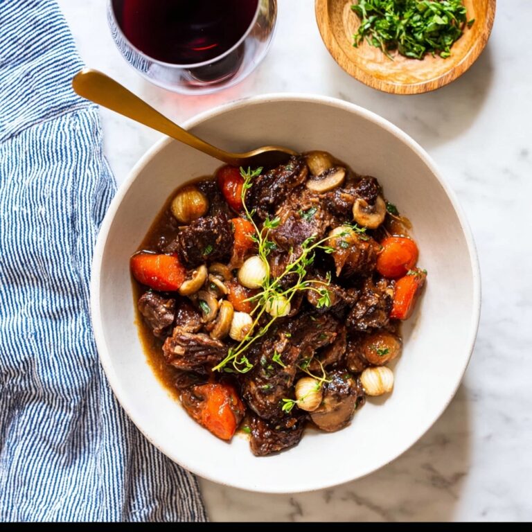 Red Wine Beef Stew with Bacon and Vegetable Topping Recipe