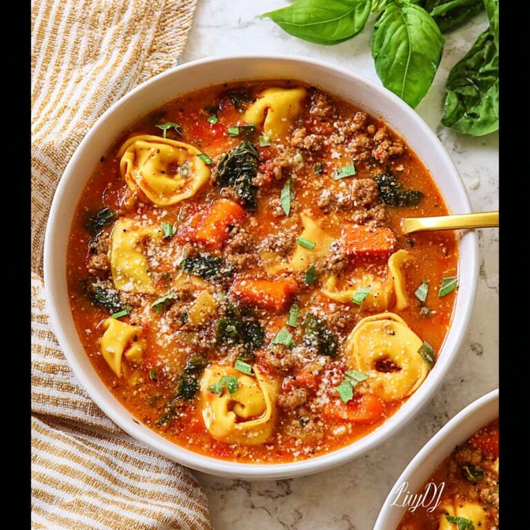 Creamy Italian Sausage and Tortellini Soup in the Crockpot Recipe