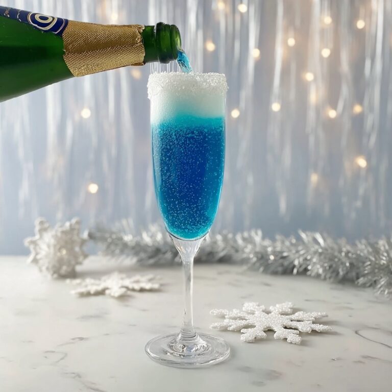 Blue Curacao Champagne Mimosa with Coconut Rim Recipe