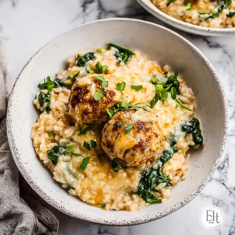 Baked Lemon Rosemary Chicken Meatballs with Creamy Orzo Recipe