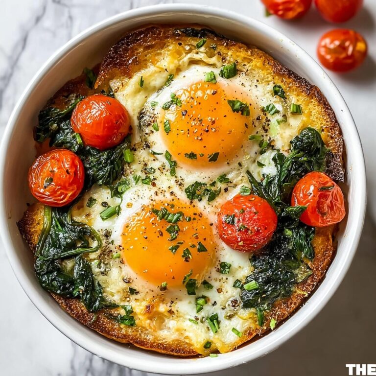 Baked Feta Eggs with Spinach and Tomatoes Recipe
