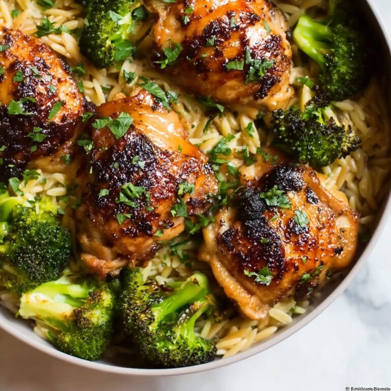 Skillet Chicken Thighs with Broccoli and Orzo Recipe
