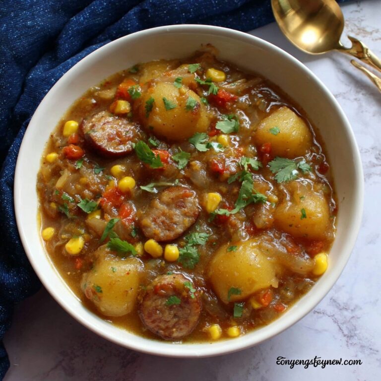 Hearty Cowboy Stew with Bacon, Kielbasa, and Vegetables Recipe